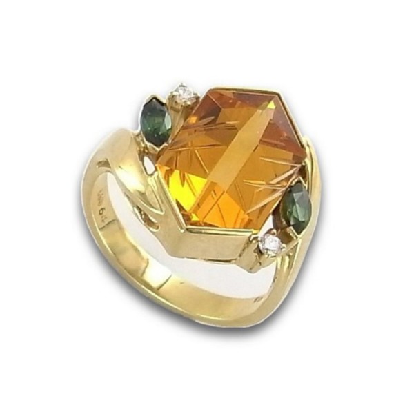 Juwelier Wittig Ring 56 - Gelbgold 585 - Citrin - Turmalin / 00003492