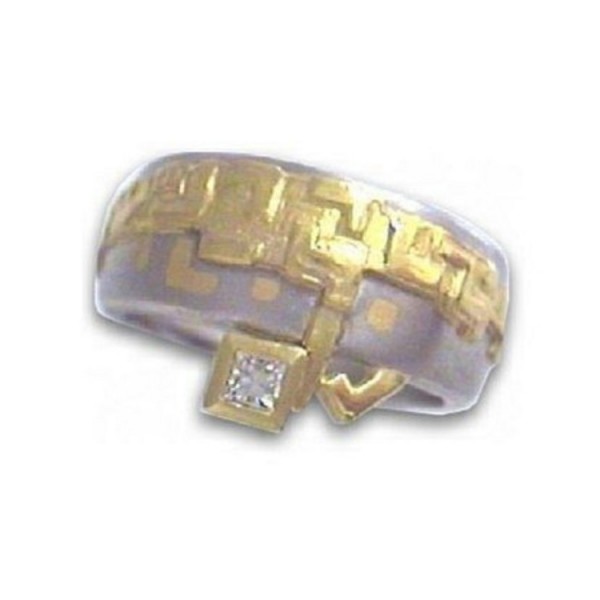Juwelier Wittig Ring 52 - bicolor - Palladium 950 Gold Brillant / 5595