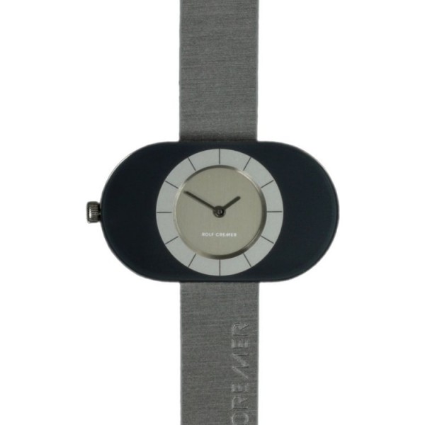 Rolf Cremer Uhr - Eye Eye - schwarz - Lederband grau / 505006