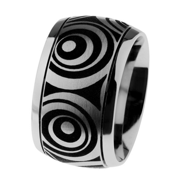 Ernstes Design Ring 62 - Edelstahl matt 10 mm - graviert schwarz / R546.55