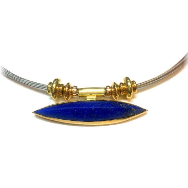 Kadó Halsband - Edelstahl Gold Lapis Lazuli - 50cm / 7-A-DK-10