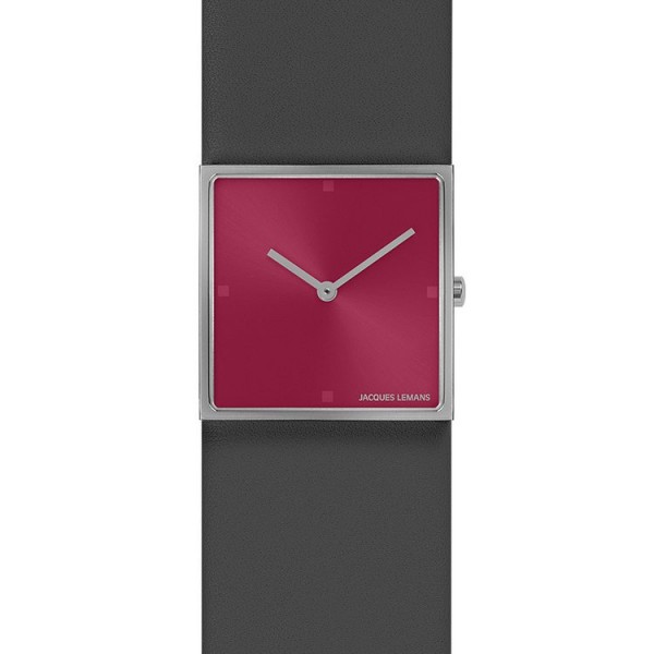 Jacques Lemans Uhr - DESIGN COLLECTION - grau pink eckig - Leder / 1-2057O